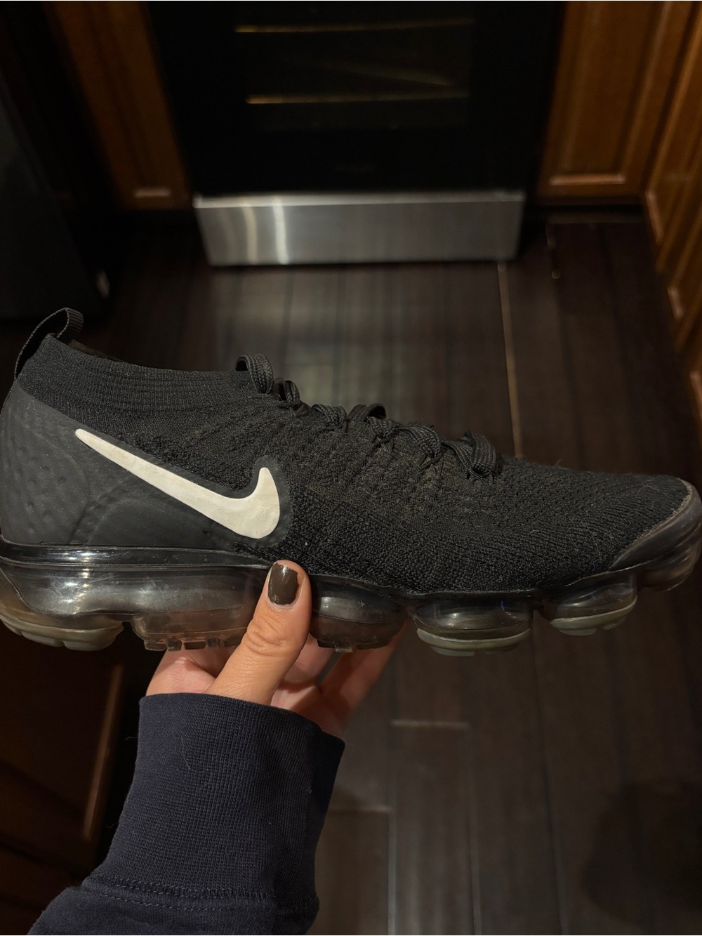 Nike Men’s VaporMax Flyknit — Black with White Swoosh